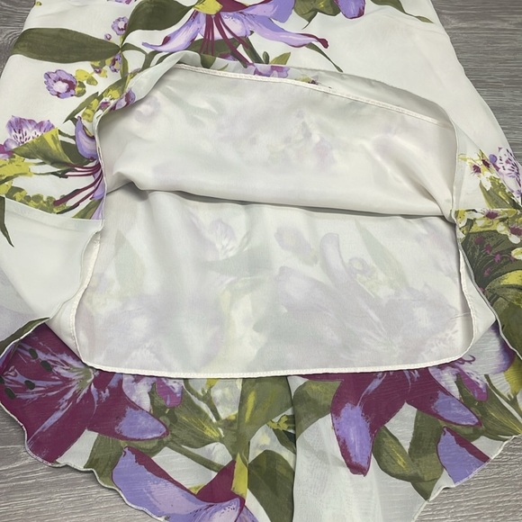 Jennifer Lopez Lavender Floral Flowy Chiffon Sleeveless Blouse Cascading Back S - Picture 8 of 10